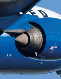 Boeing 777 In Flight Close Up Of Engine RT