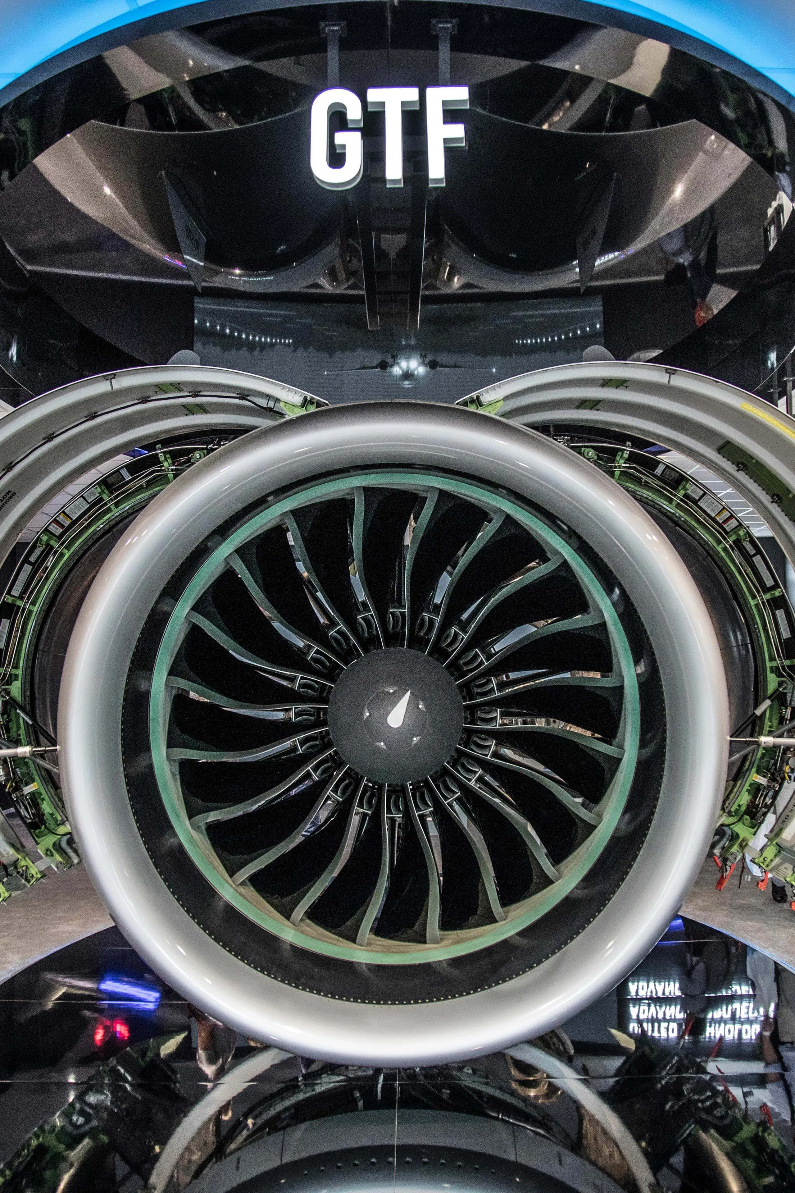 Pratt & Whitney GTF engine displayed at Paris Airshow static display